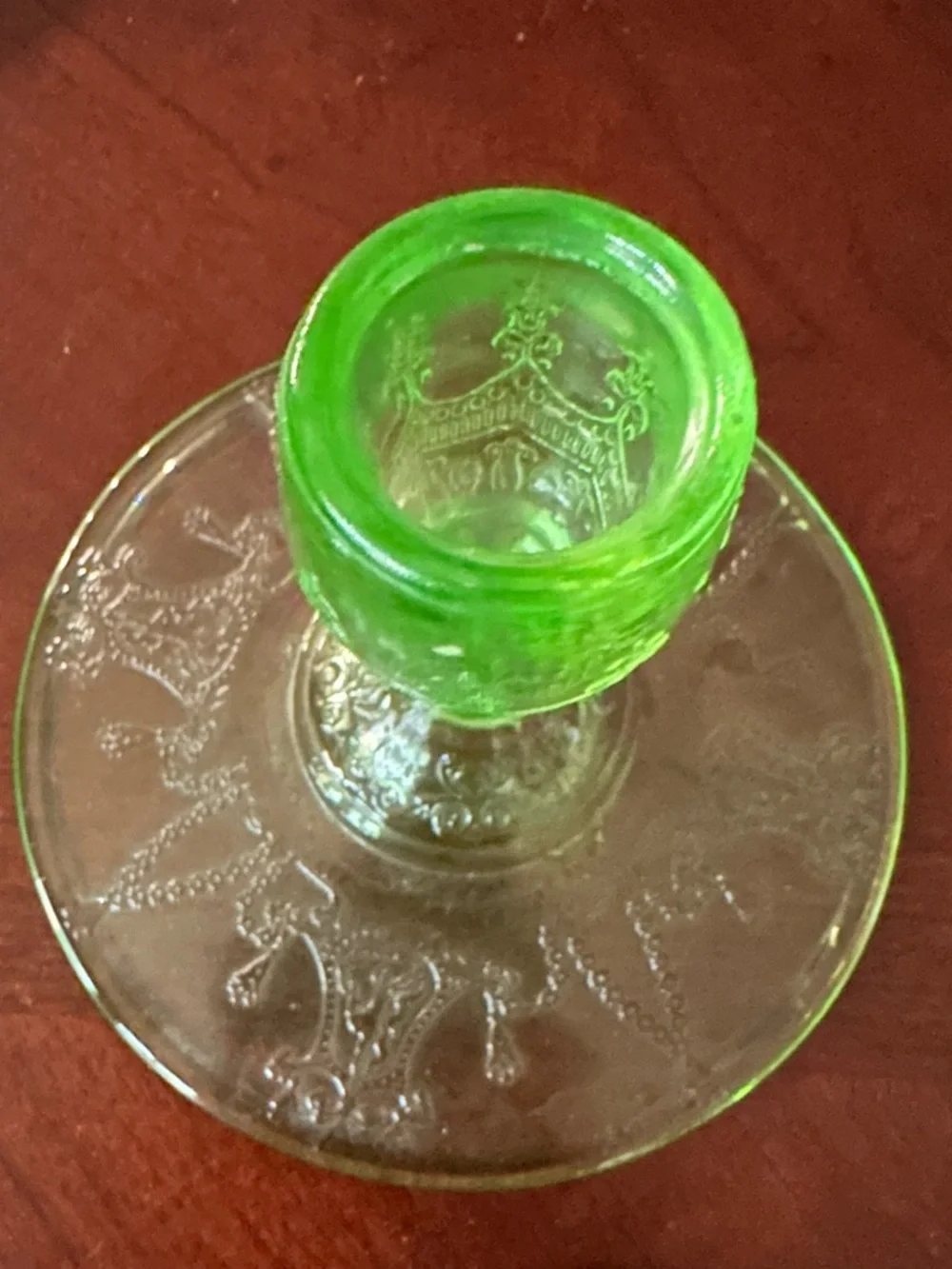 HOCKING GLASS CO. CAMEO or BALLERINA GREEN RARE PAIR 3